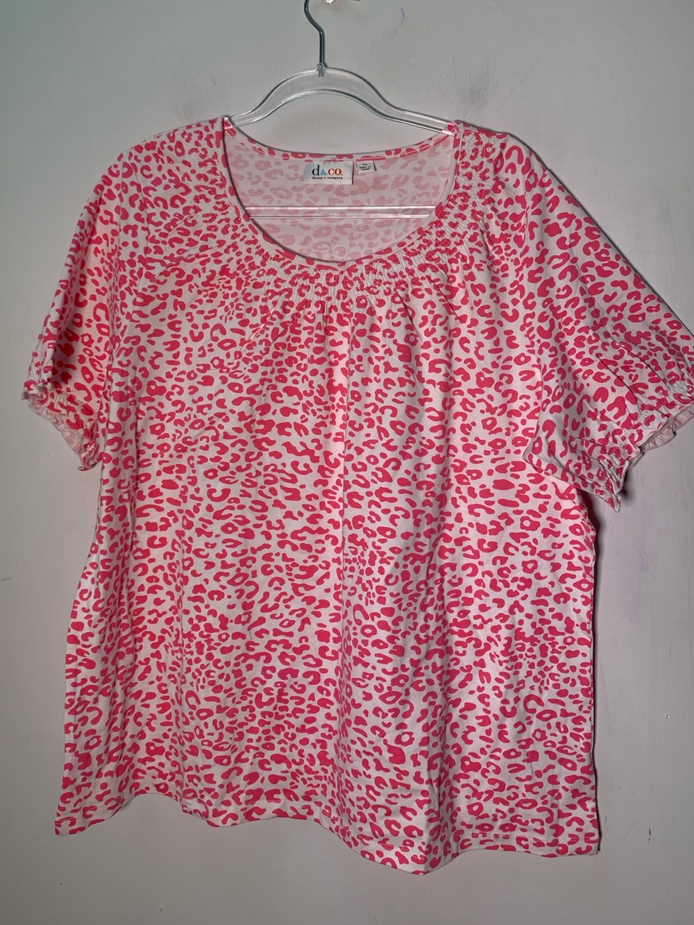 D & Co plus Women's Short Sleeve Scoop Neck Tee Green Animal Print size 1X 3 pcs - Picture 11 of 14